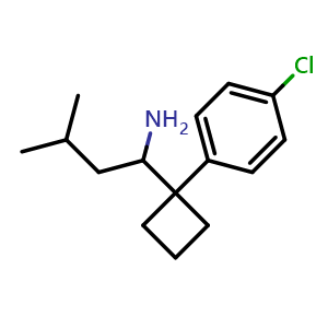 Chemical structure of 1-[1-(4-Chlorophenyl)cyclobutyl]-3-methyl-1-butylamine , CAS 84467-54-9, AChemBlock U135659