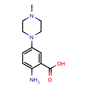 Chemical structure of 2-Amino-5-(4-methyl-1-piperazinyl)benzoic acid , CAS 835879-06-6, AChemBlock U135681