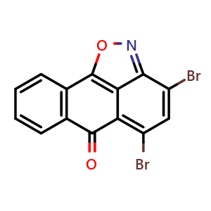 Chemical structure of 3,5-Dibromo-6H-anthra[1,9-cd]isoxazol-6-one , CAS 82840-40-2, AChemBlock U135693