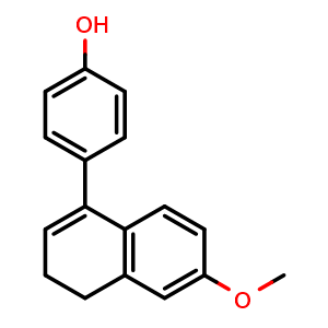 Chemical structure of 4-(6-methoxy-3,4-dihydronaphthalen-1-yl)phenol , CAS 82524-96-7, AChemBlock U135702