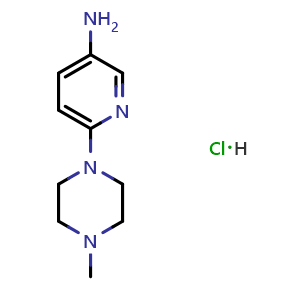 Chemical structure of 3-Amino-6-(4-methyl-1-piperazinyl)pyridine hydrochloride , CAS 82205-57-0, AChemBlock U135705