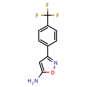 Chemical structure of 5-Amino-3-[4-(trifluoromethyl)phenyl]isoxazole , CAS 81465-84-1, AChemBlock U135719