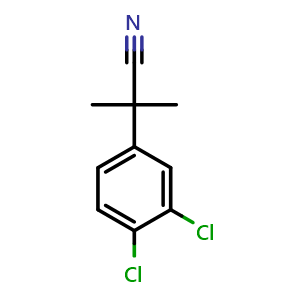 Chemical structure of 2-(3,4-Dichlorophenyl)-2-methylpropanenitrile , CAS 80854-24-6, AChemBlock U135732