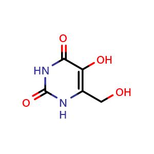 Chemical structure of 6-(Hydroxymethyl)-5-hydroxyuracil , CAS 80029-06-7, AChemBlock U135753