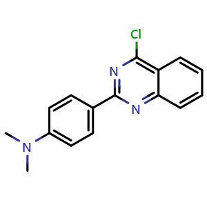 Chemical structure of 4-(4-chloroquinazolin-2-yl)-N,N-dimethylaniline , CAS 79916-53-3, AChemBlock U135756