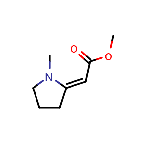 Chemical structure of Methyl 2-(1-Methyl-2-pyrrolidylidene)acetate , CAS 78167-68-7, AChemBlock U135787
