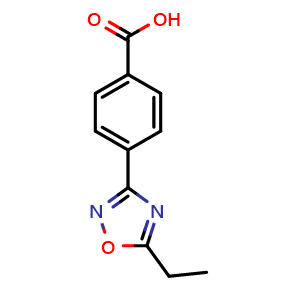 Chemical structure of 4-(5-Ethyl-1,2,4-oxadiazol-3-yl)benzoic acid , CAS 769132-76-5, AChemBlock U135821