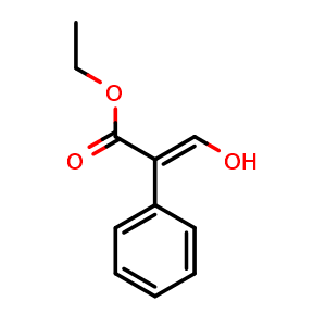 Chemical structure of Ethyl 3-Hydroxy-2-phenylacrylate , CAS 76636-17-4, AChemBlock U135835