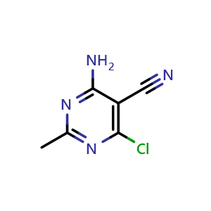 Chemical structure of 4-Amino-6-chloro-2-methylpyrimidine-5-carbonitrile , CAS 76574-37-3, AChemBlock U135838