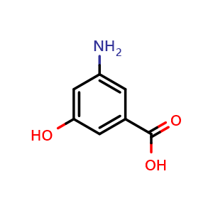 Chemical structure of 3-Amino-5-hydroxybenzoic acid , CAS 76045-71-1, AChemBlock U135852