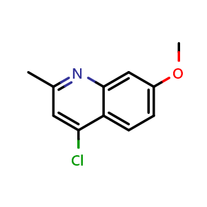 Chemical structure of 4-Chloro-7-methoxy-2-methylquinoline , CAS 75896-68-3, AChemBlock U135857
