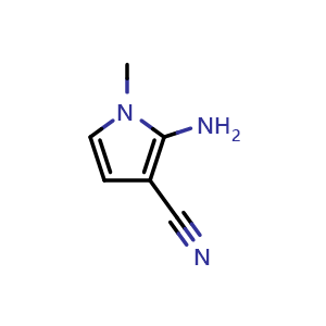 Chemical structure of 2-amino-1-methyl-1H-pyrrole-3-carbonitrile , CAS 753478-48-7, AChemBlock U135878