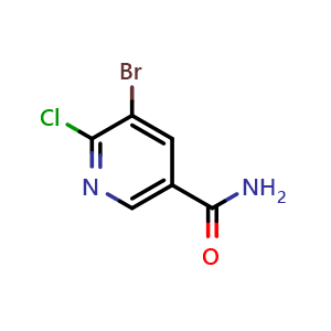 Chemical structure of 5-Bromo-6-chloronicotinamide , CAS 75291-83-7, AChemBlock U135882