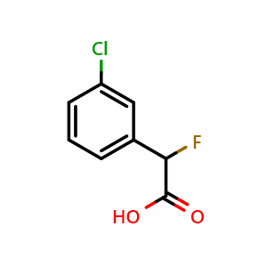 Chemical structure of 2-(3-Chlorophenyl)-2-fluoroacetic acid , CAS 74590-68-4, AChemBlock U135906