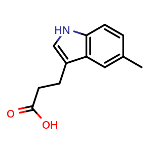 Chemical structure of 3-(5-Methyl-3-indolyl)propanoic acid , CAS 7394-79-8, AChemBlock U135926