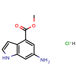 Chemical structure of Methyl 6-Amino-4-indolecarboxylate hydrochloride , CAS 731810-08-5, AChemBlock U135944