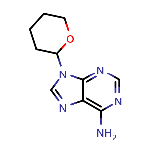 Chemical structure of 6-Amino-9-(tetrahydropyran-2-yl)-9H-purine , CAS 7306-67-4, AChemBlock U135949