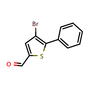Chemical structure of 4-Bromo-5-phenylthiophene-2-carbaldehyde , CAS 72899-38-8, AChemBlock U135953