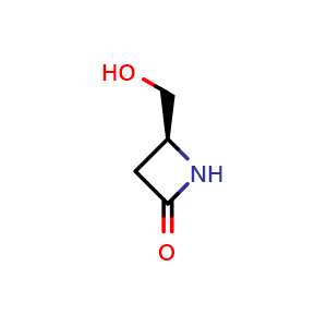 Chemical structure of (S)-4-(Hydroxymethyl)azetidin-2-one , CAS 72776-07-9, AChemBlock U135959