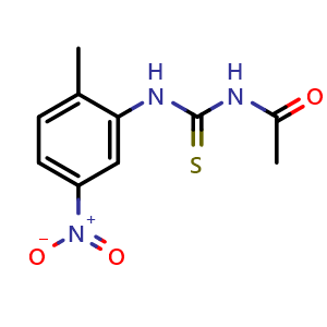Chemical structure of N-[(2-Methyl-5-nitrophenyl)carbamothioyl]acetamide , CAS 72621-59-1, AChemBlock U135963