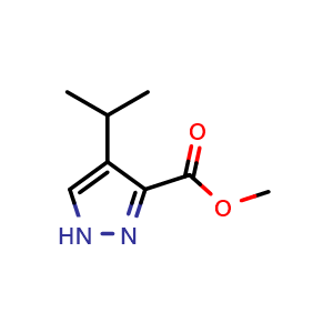 Chemical structure of methyl 4-isopropyl-1H-pyrazole-3-carboxylate , CAS 72552-32-0, AChemBlock U135966