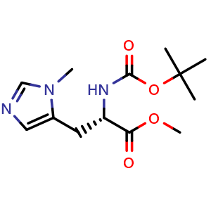 Chemical structure of Methyl (S)-2-(Boc-amino)-3-(1-methyl-5-imidazolyl)propanoate , CAS 72212-51-2, AChemBlock U135974