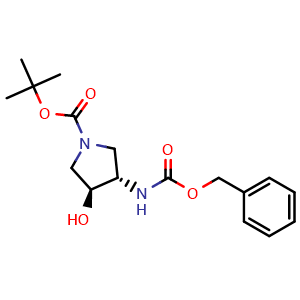 Chemical structure of (3S,4S)-1-Boc-4-(Cbz-amino)-3-pyrrolidinol , CAS 708273-30-7, AChemBlock U136011