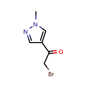 Chemical structure of 2-Bromo-1-(1-methyl-4-pyrazolyl)ethanone , CAS 706819-66-1, AChemBlock U136014