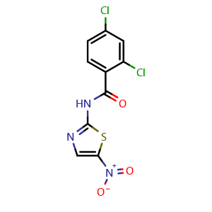 Chemical structure of 2,4-Dichloro-N-(5-nitro-2-thiazolyl)benzamide , CAS 69819-40-5, AChemBlock U136037