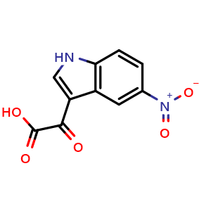 Chemical structure of 2-(5-Nitro-3-indolyl)-2-oxoacetic acid , CAS 6953-39-5, AChemBlock U136045