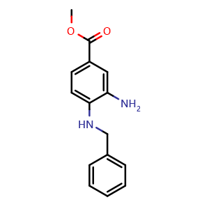Chemical structure of Methyl 3-Amino-4-(benzylamino)benzoate , CAS 68502-22-7, AChemBlock U136064