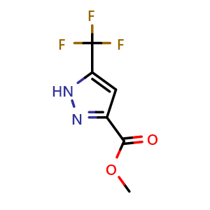 Chemical structure of Methyl 5-(Trifluoromethyl)pyrazole-3-carboxylate , CAS 6833-82-5, AChemBlock U136068