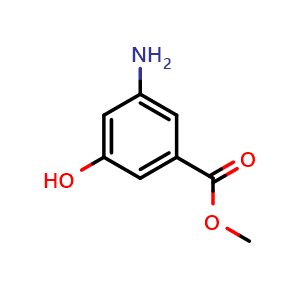 Chemical structure of Methyl 3-Amino-5-hydroxybenzoate , CAS 67973-80-2, AChemBlock U136081