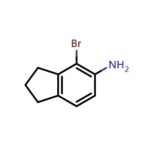 Chemical structure of 5-Amino-4-bromo-2,3-dihydro-1H-indene , CAS 676265-54-6, AChemBlock U136094
