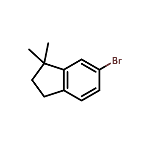 Chemical structure of 6-Bromo-1,1-dimethylindane , CAS 67159-88-0, AChemBlock U136107
