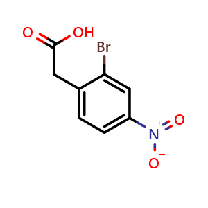 Chemical structure of 2-(2-Bromo-4-nitrophenyl)acetic acid , CAS 66949-40-4, AChemBlock U136115