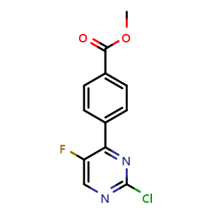 Chemical structure of Methyl 4-(2-Chloro-5-fluoro-4-pyrimidinyl)benzoate , CAS 663611-72-1, AChemBlock U136144