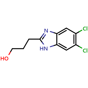 Chemical structure of 5,6-Dichloro-2-(3-hydroxypropyl)benzimidazole , CAS 6478-83-7, AChemBlock U136192