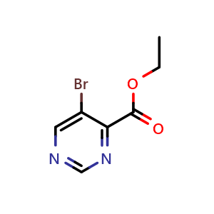 Chemical structure of Ethyl 5-Bromo-4-pyrimidinecarboxylate , CAS 64224-59-5, AChemBlock U136204