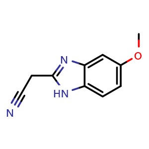 Chemical structure of 2-(Cyanomethyl)-5-methoxybenzimidazole , CAS 63928-15-4, AChemBlock U136214