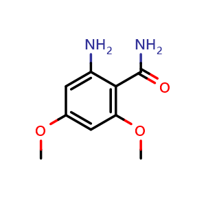 Chemical structure of 2-amino-4,6-dimethoxybenzamide , CAS 63920-73-0, AChemBlock U136215