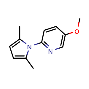 Chemical structure of 5-Methoxy-2-(2,5-dimethyl-1H-pyrrol-1-yl)pyridine , CAS 638352-78-0, AChemBlock U136227