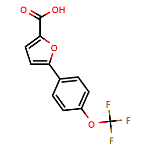 Chemical structure of 5-[4-(Trifluoromethoxy)phenyl]furan-2-carboxylic acid , CAS 638160-01-7, AChemBlock U136229