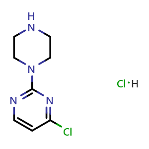 Chemical structure of 4-Chloro-2-(piperazin-1-yl)pyrimidine hydrochloride , CAS 634469-41-3, AChemBlock U136241