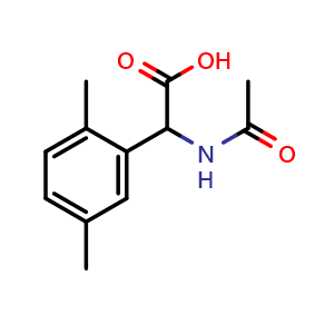 Chemical structure of 2-Acetamido-2-(2,5-dimethylphenyl)acetic acid , CAS 63329-14-6, AChemBlock U136244