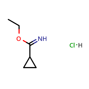 Chemical structure of Ethyl Cyclopropanecarbimidate hydrochloride , CAS 63190-44-3, AChemBlock U136248