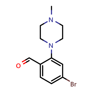 Chemical structure of 4-Bromo-2-(4-methylpiperazino)benzaldehyde , CAS 628326-12-5, AChemBlock U136264