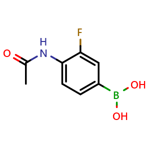 Chemical structure of 4-Acetamido-3-fluorophenylboronic acid , CAS 626251-12-5, AChemBlock U136274
