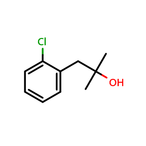 Chemical structure of 1-(2-Chlorophenyl)-2-methyl-2-propanol , CAS 6256-31-1, AChemBlock U136277