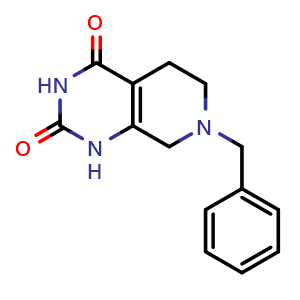Chemical structure of 7-Benzyl-5,6,7,8-tetrahydropyrido[3,4-d]pyrimidine-2,4(1H,3H)-dione , CAS 62459-02-3, AChemBlock U136284
